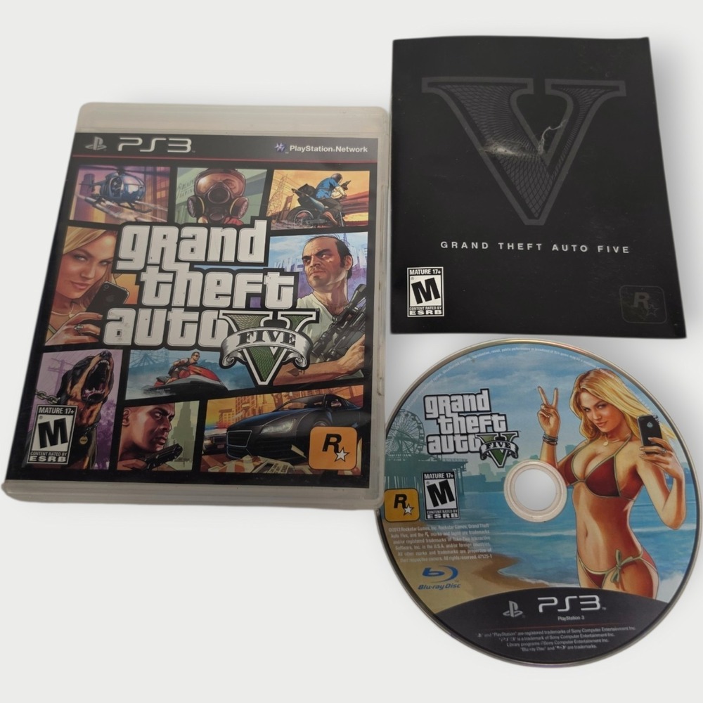Grand Theft Auto V (PlayStation 3, 2013) GTA5 PS3 With Manual & NO MAP